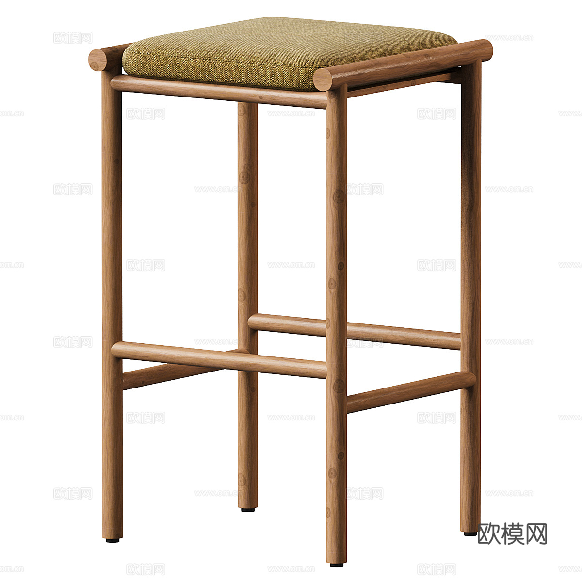 新中式中古风木质吧台凳3d模型