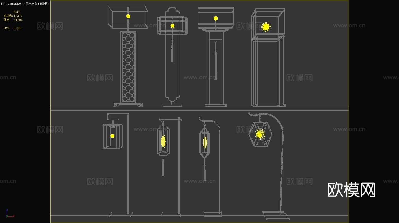 新中式落地灯中式落地灯组合3d模型