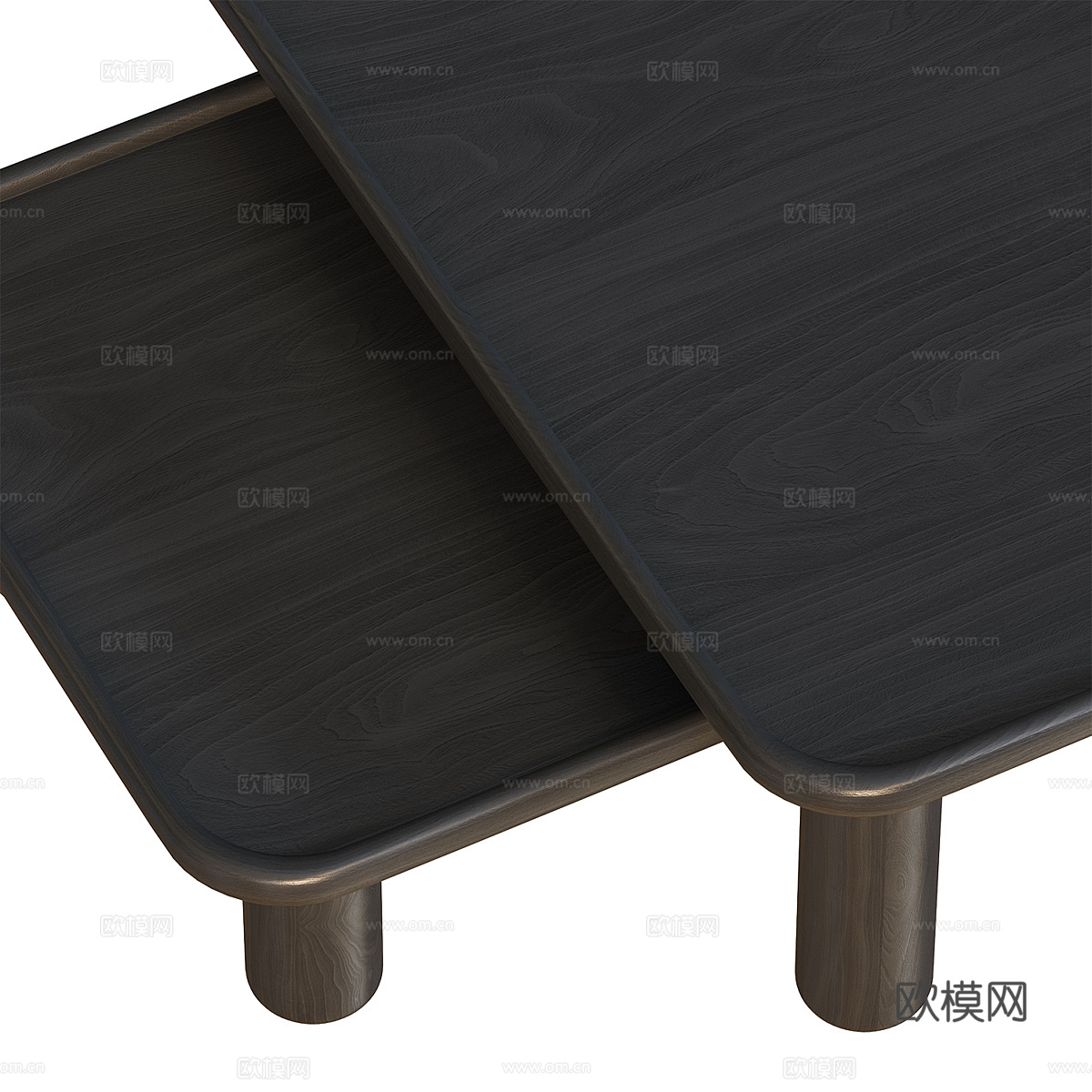 现代意式实木茶几组合3d模型