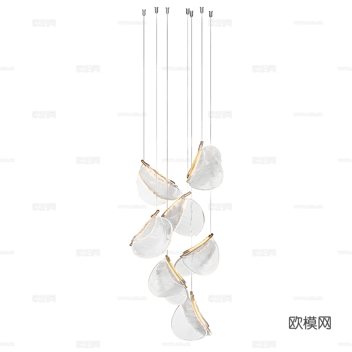 现代轻奢金属玻璃装饰吊灯3d模型