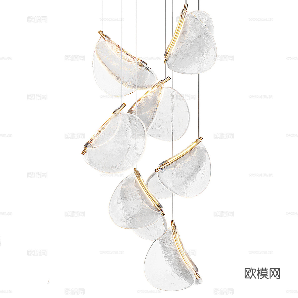 现代轻奢金属玻璃装饰吊灯3d模型