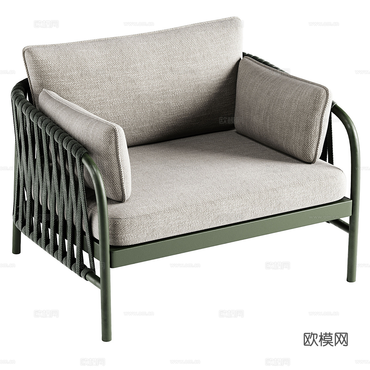 现代意式布艺扶手椅3d模型