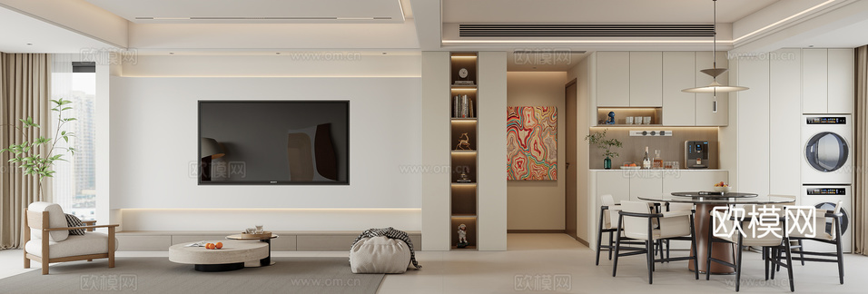 現(xiàn)代客餐廳3d模型下載(渲染圖2)