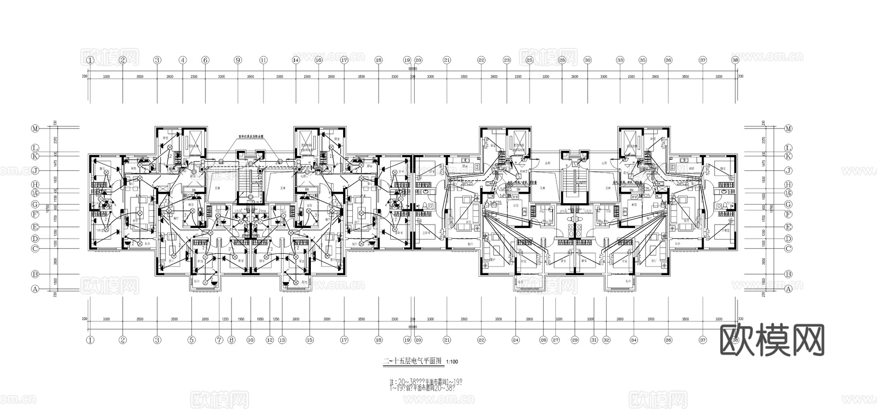 钢混剪力墙结构住宅楼电气施工图cad施工图cad施工图