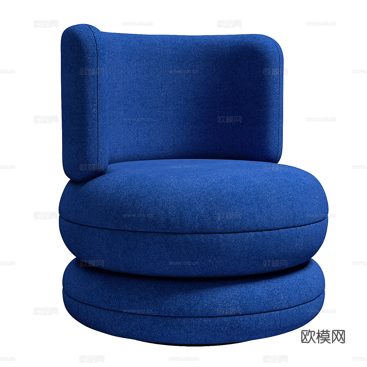 现代意式极简圆形布艺扶手椅3d模型