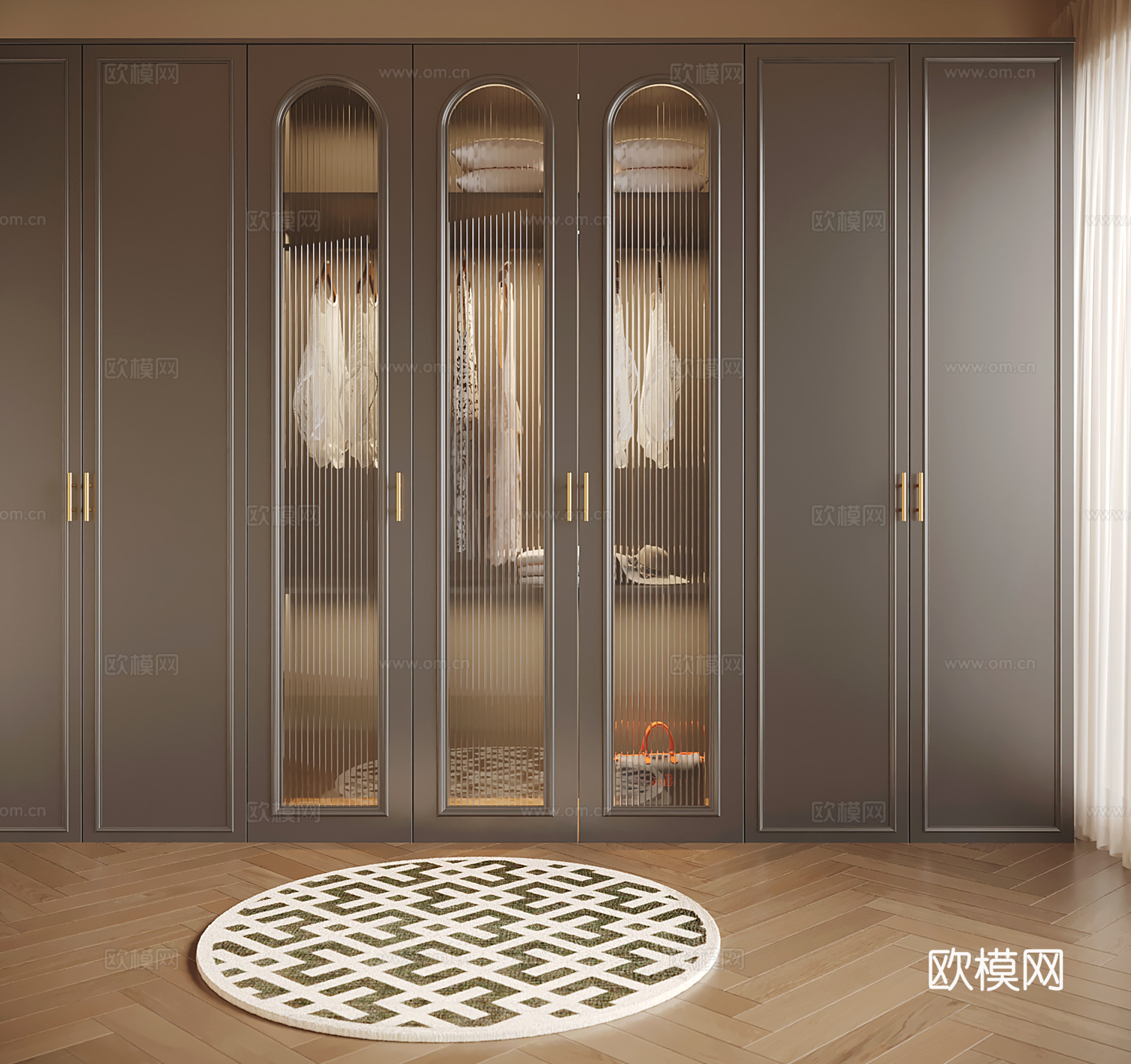 法式美式衣柜 玻璃衣柜 饰品摆件3d模型