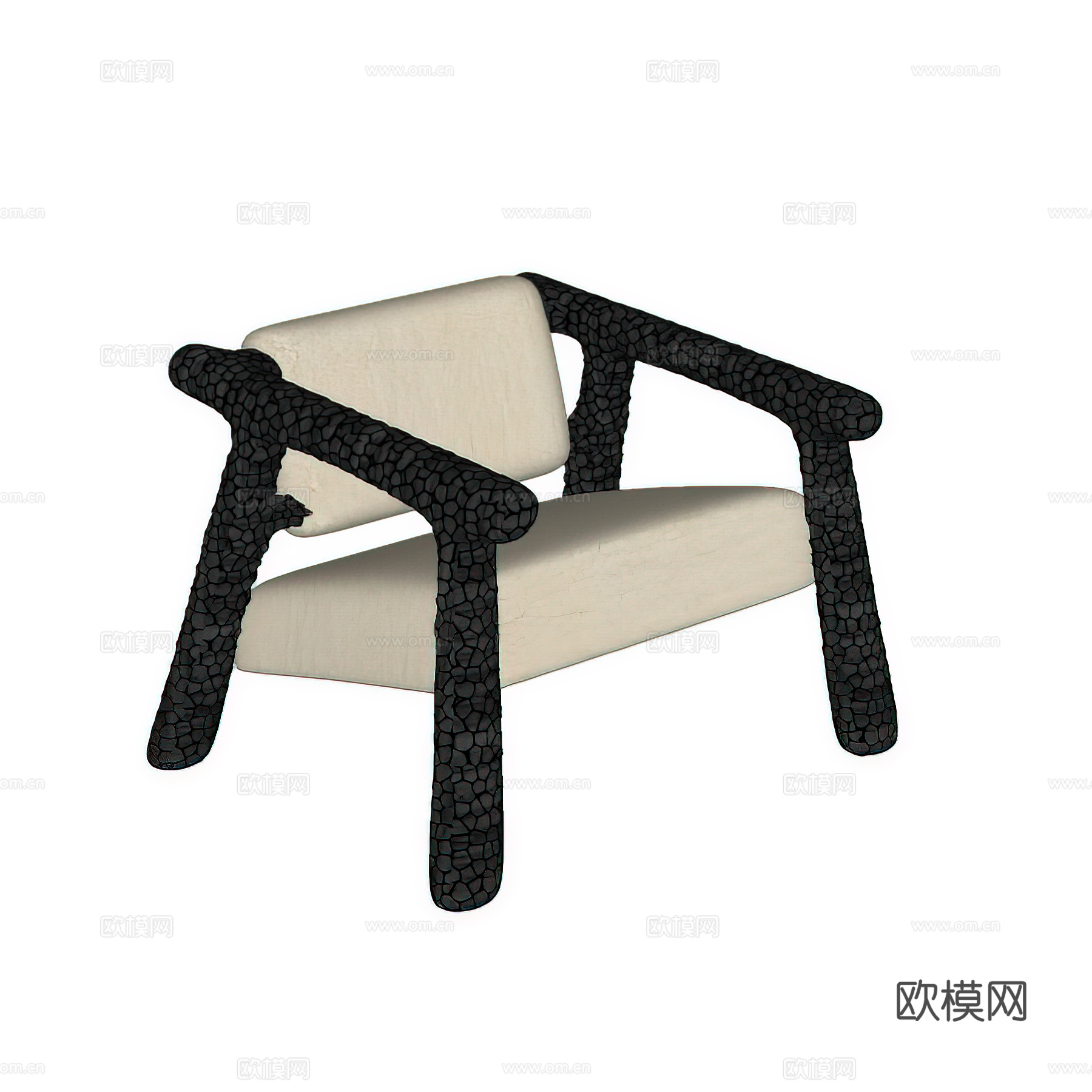 Charred 中古风休闲椅 咖啡椅 单椅 布艺休闲椅su模型