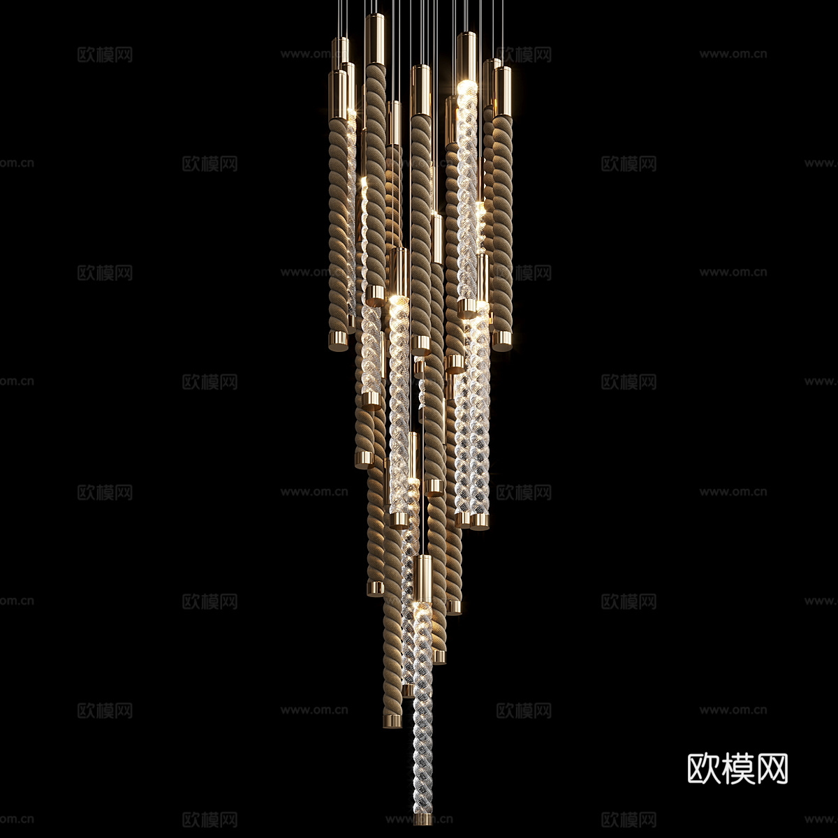 新中式轻奢藤编工艺吊灯3d模型