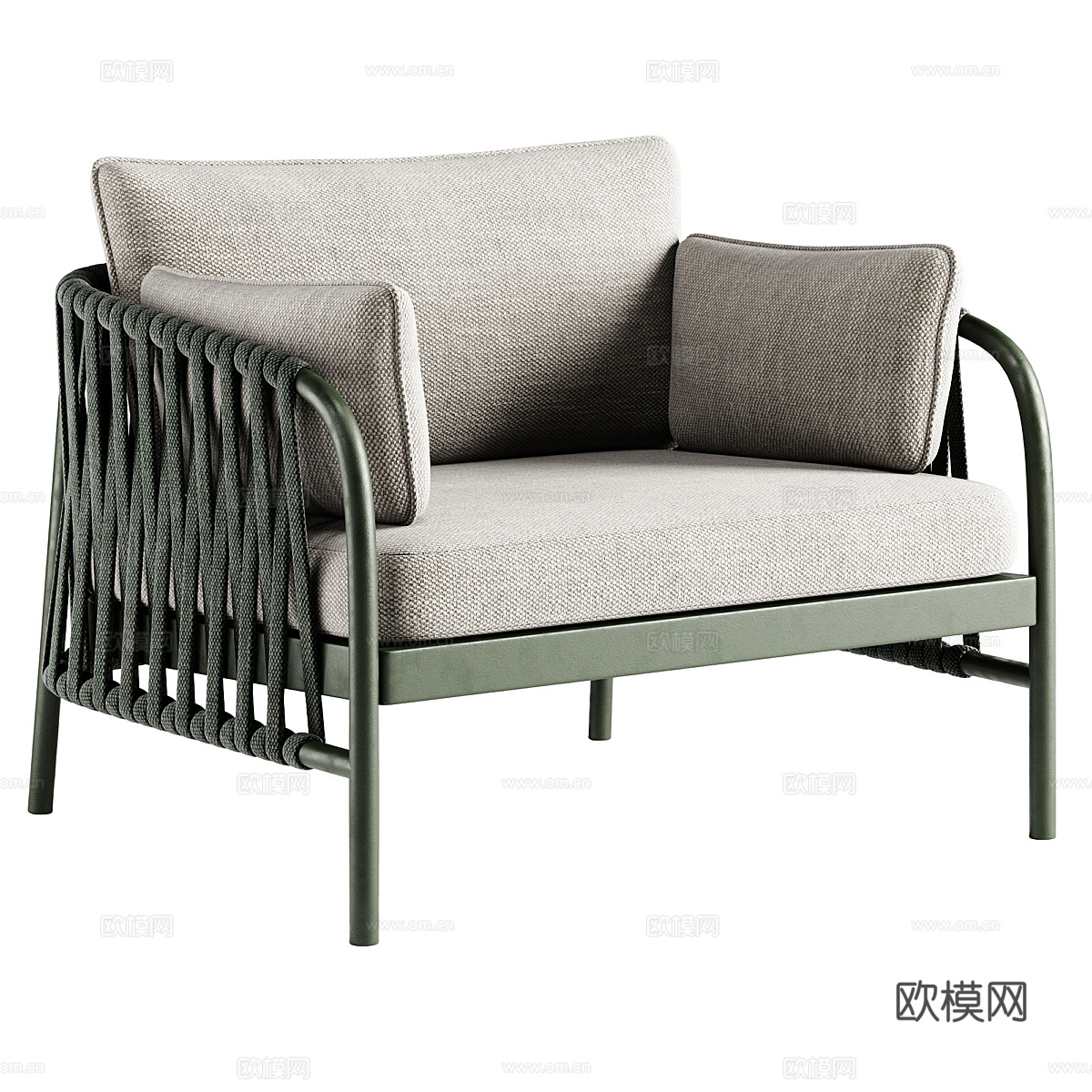 现代意式布艺扶手椅3d模型