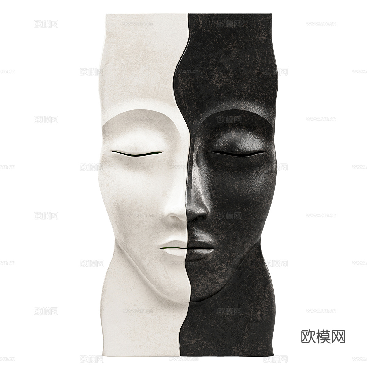 现代意式极简面孔雕像3d模型
