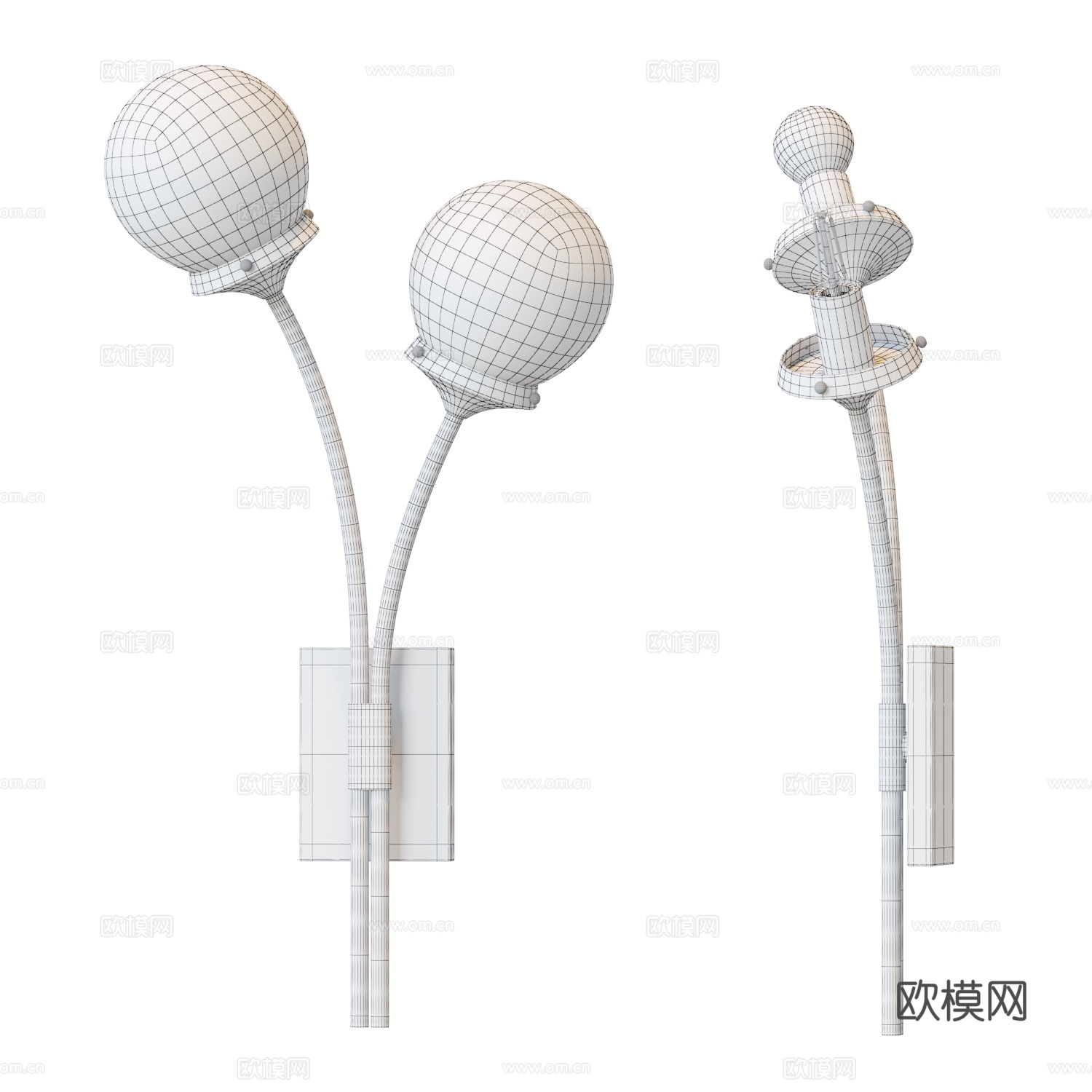现代轻奢金属玻璃装饰壁灯3d模型