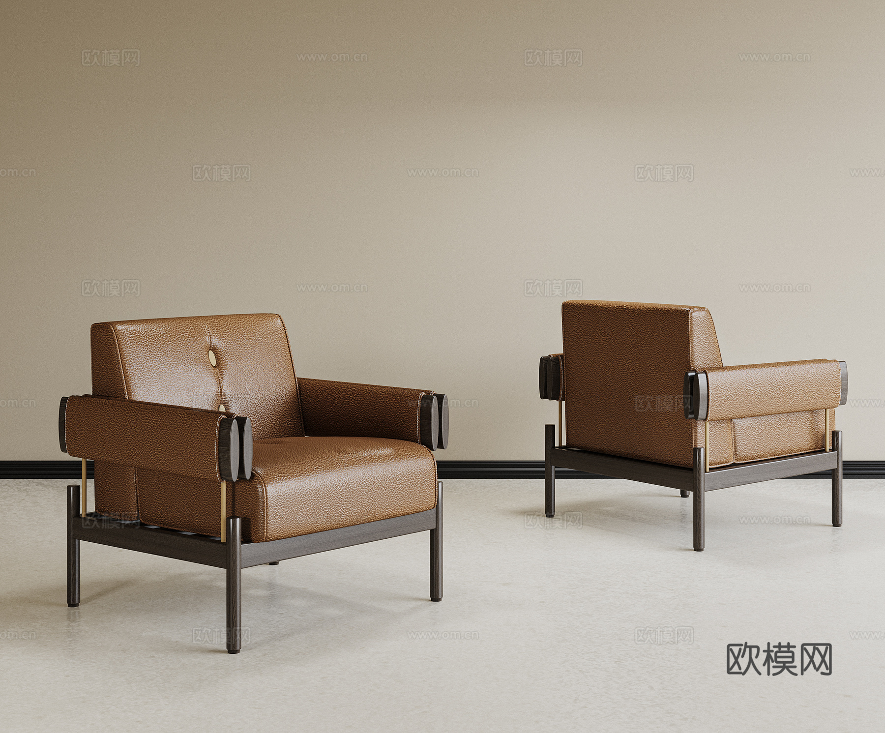 中古风休闲椅 皮椅单椅 书椅su模型