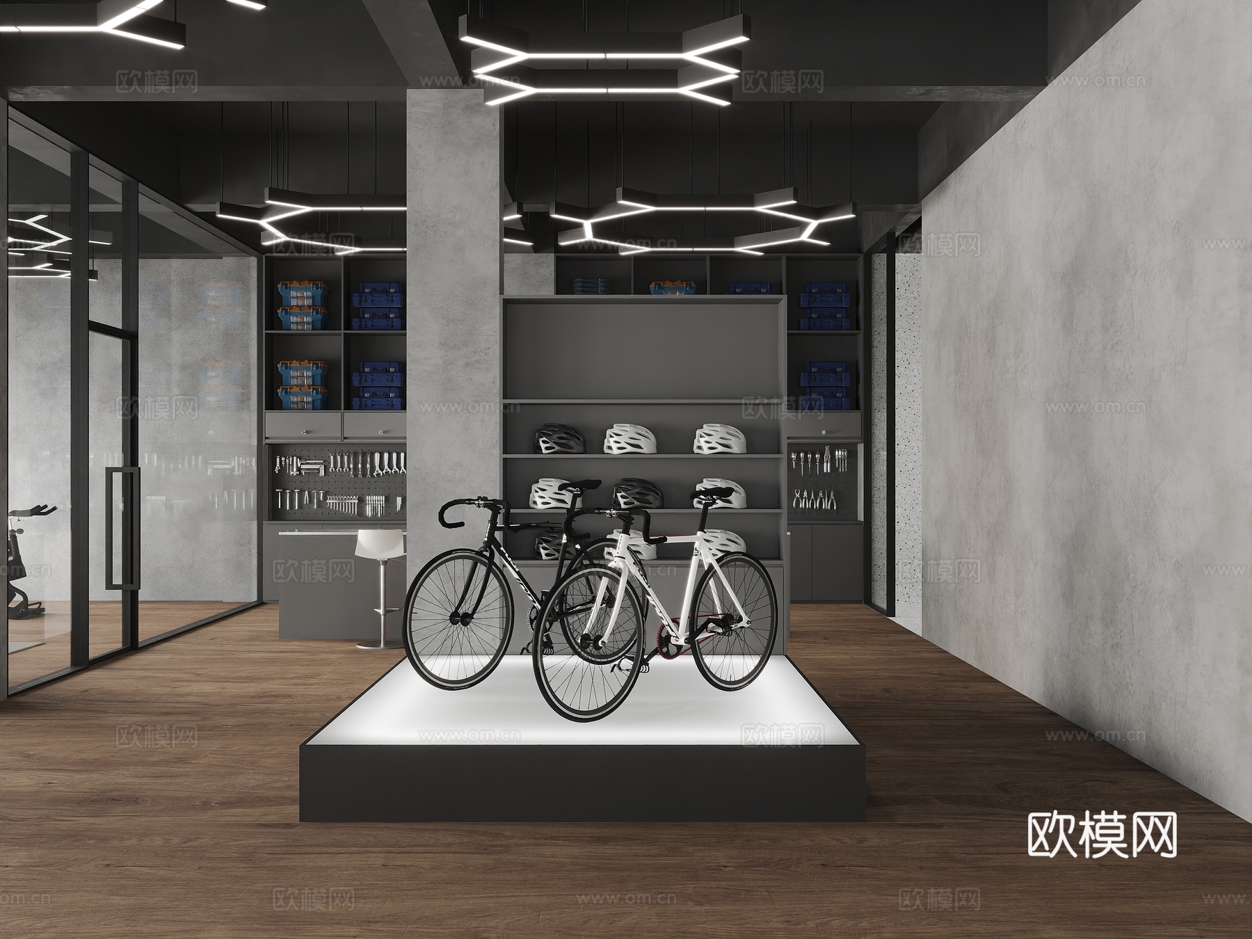 电车店，自行车，体育器材，健身器材，3d模型