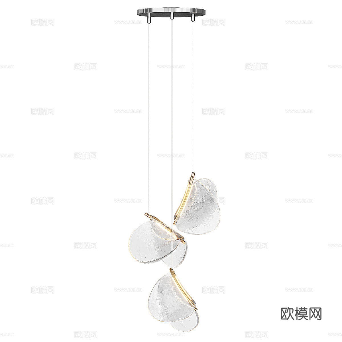 现代轻奢金属玻璃装饰吊灯3d模型