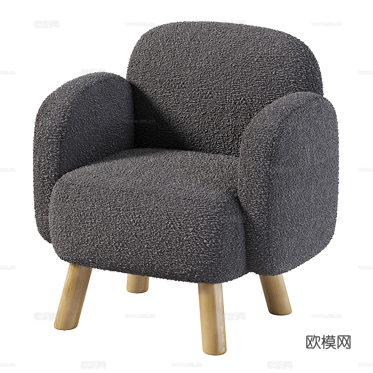 现代北欧奶油风布艺扶手椅3d模型
