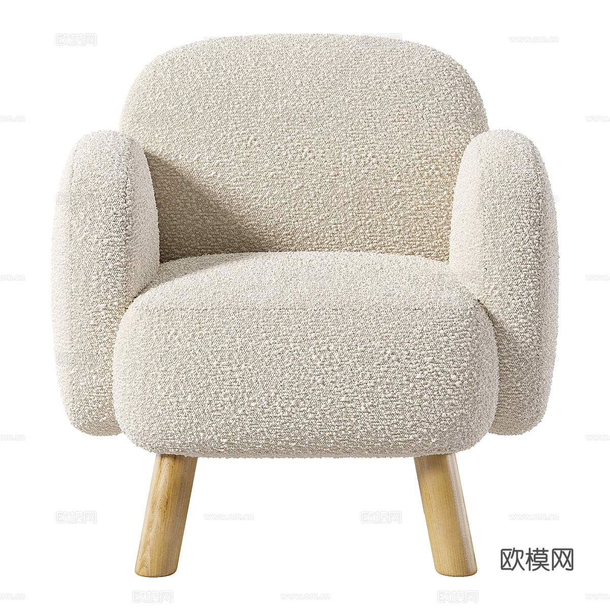 现代北欧奶油风布艺扶手椅3d模型