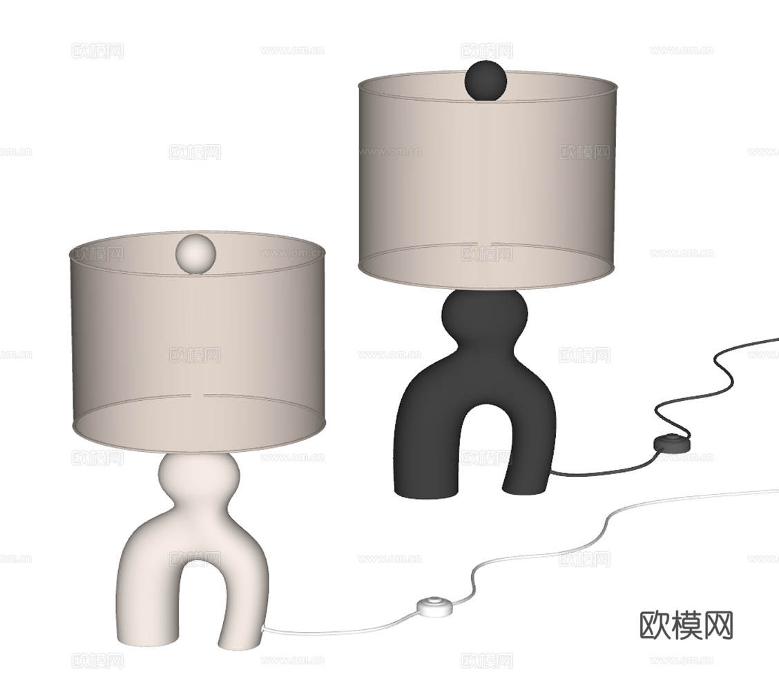 MesaCeramic诧寂风台灯 奶油风台灯 现代台灯su模型