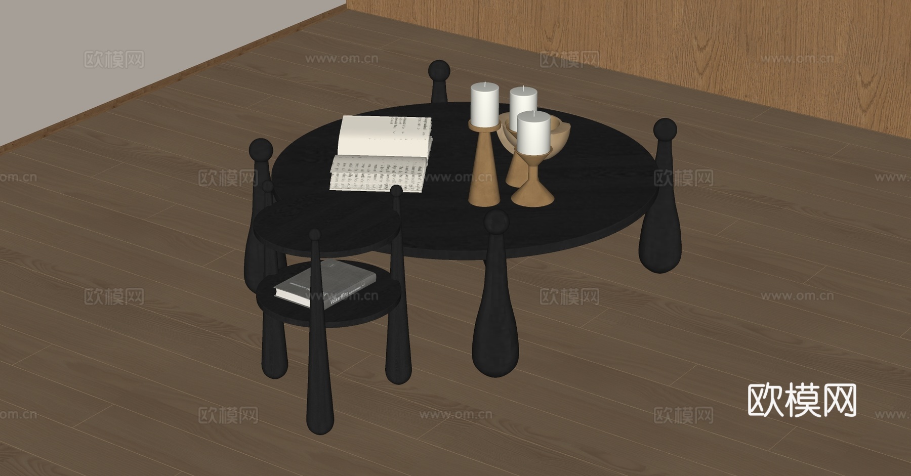 中古风茶几su模型下载（渲染图2）