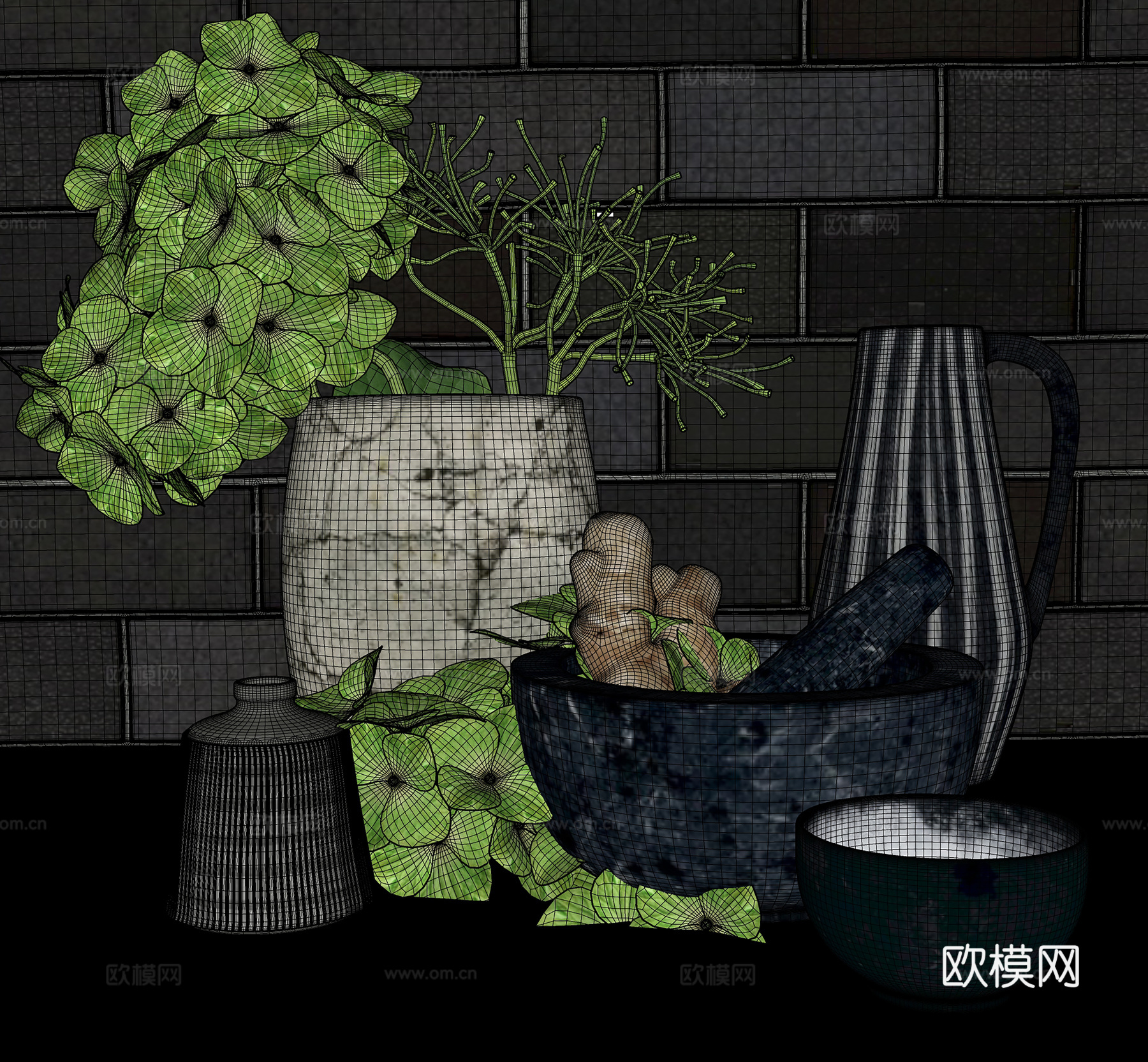 现代厨房用品   厨房摆件  厨具su模型