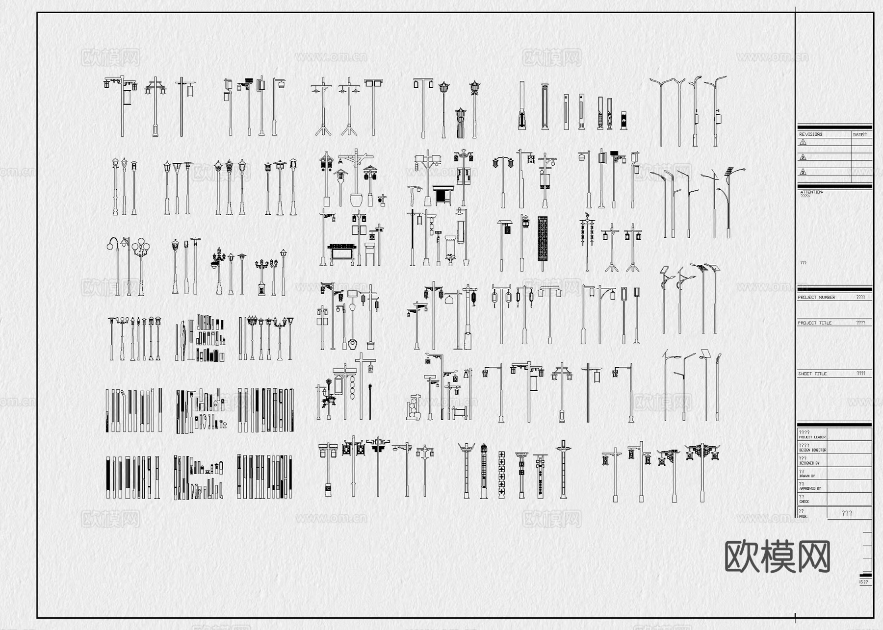 灯具图库 景观灯 庭院灯 草坪灯 路灯 户外灯cad施工图