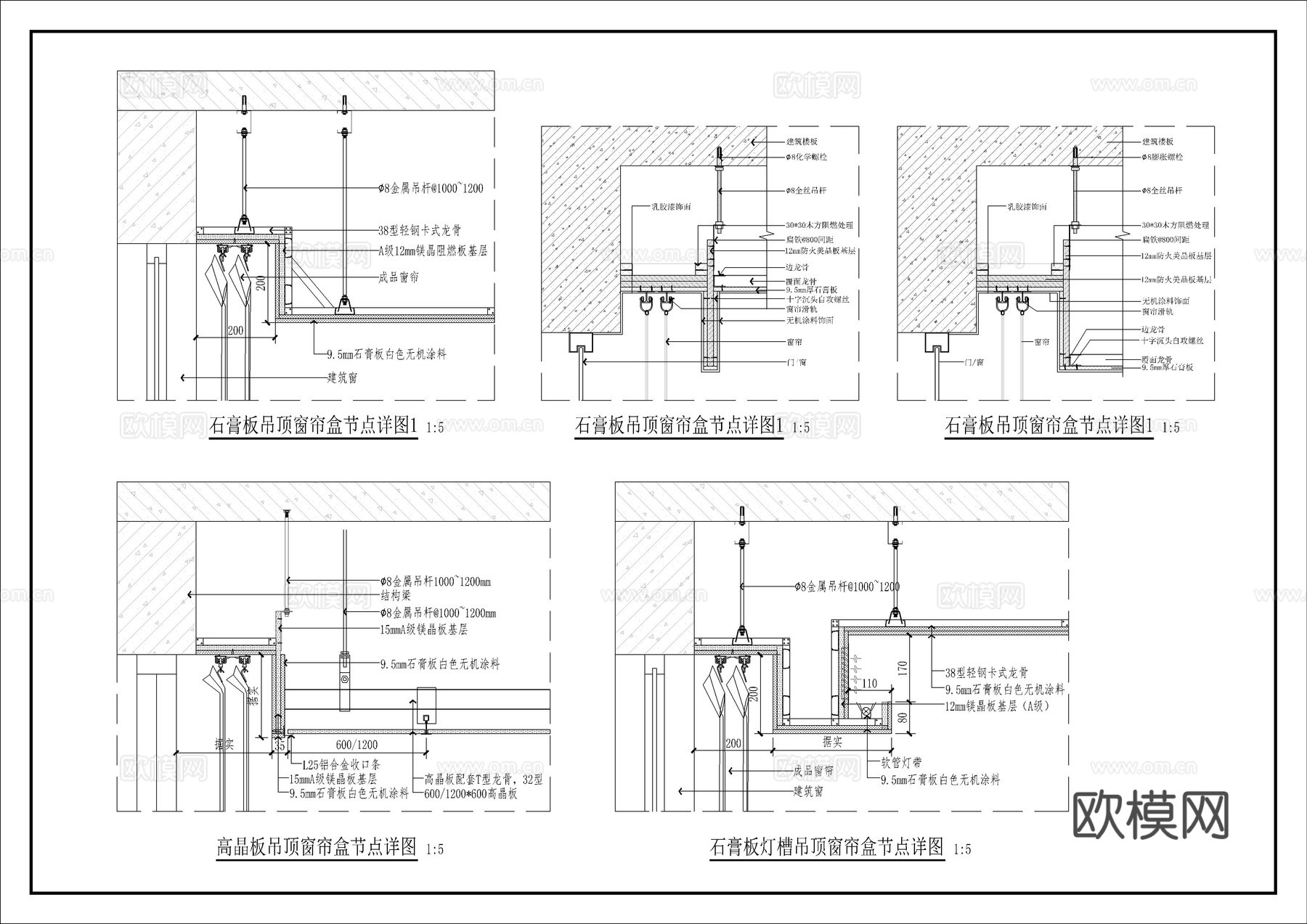 窗帘盒节点图cad施工图