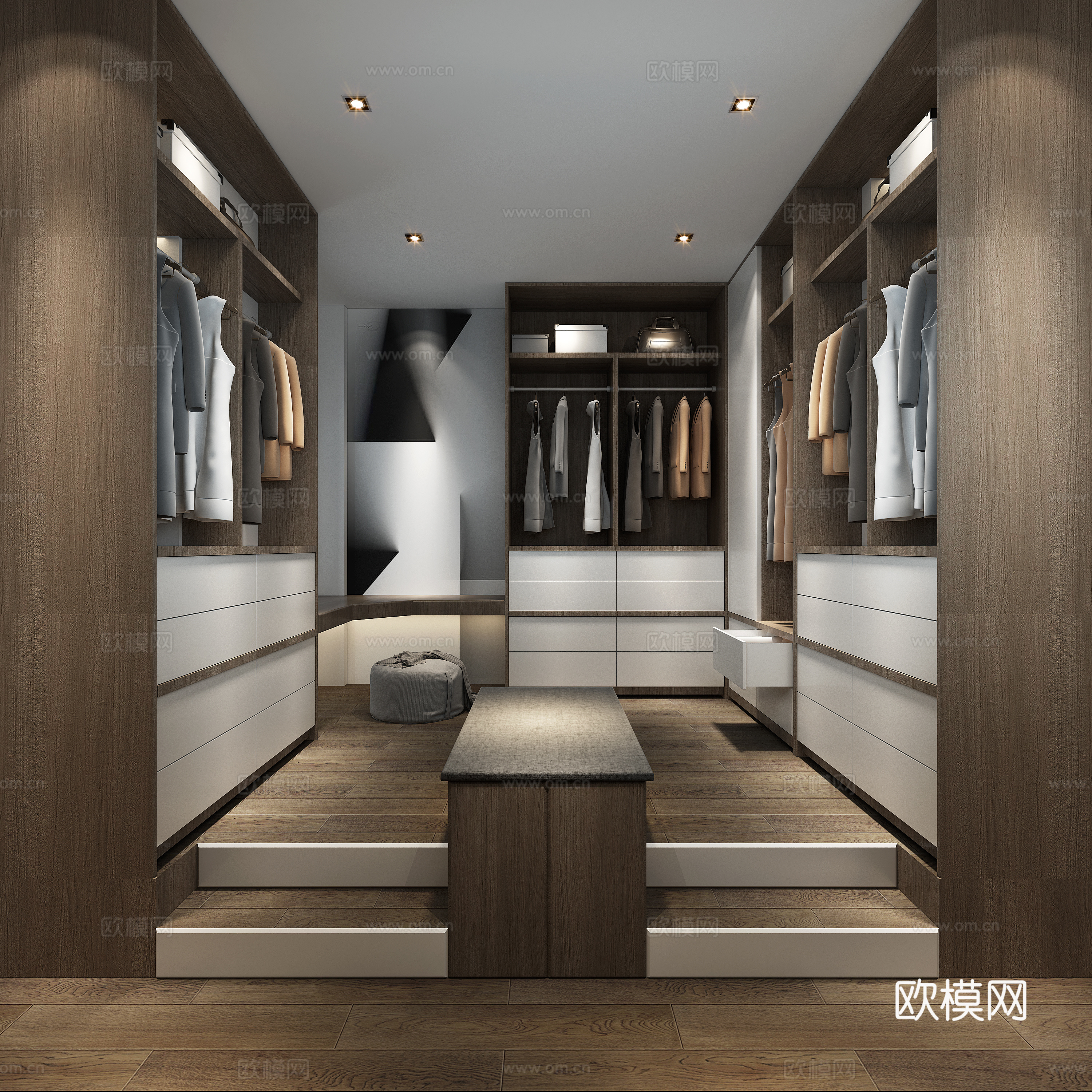 现代衣帽间 柜子挂画3d模型