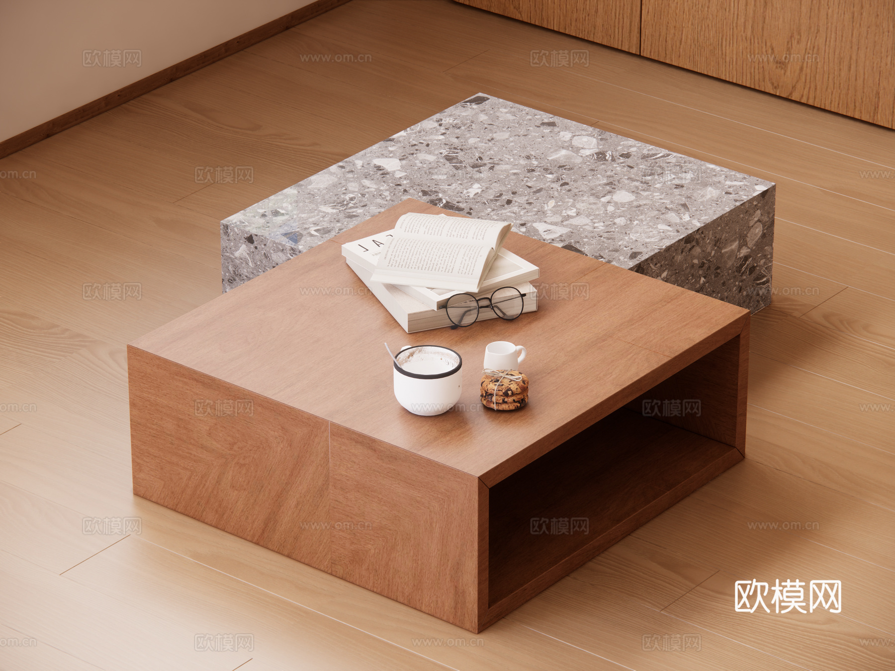 现代中古风茶几su模型