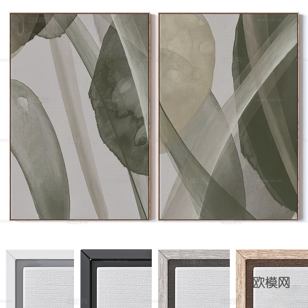 新中式侘寂装饰挂画3d模型