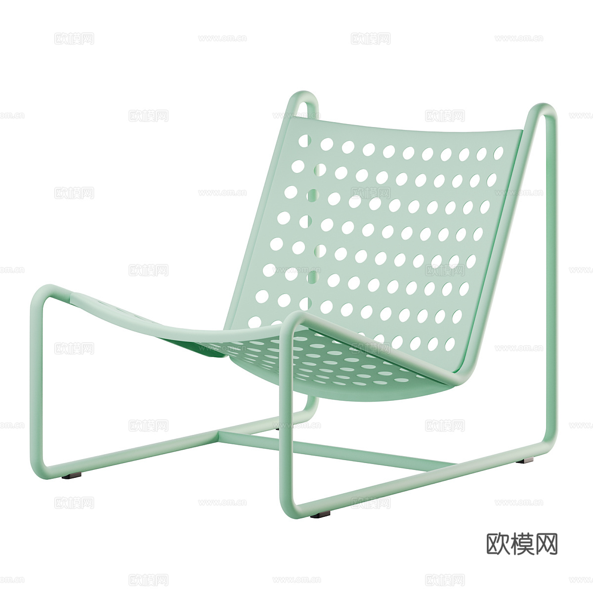 现代极简不锈钢金属户外休闲椅3d模型