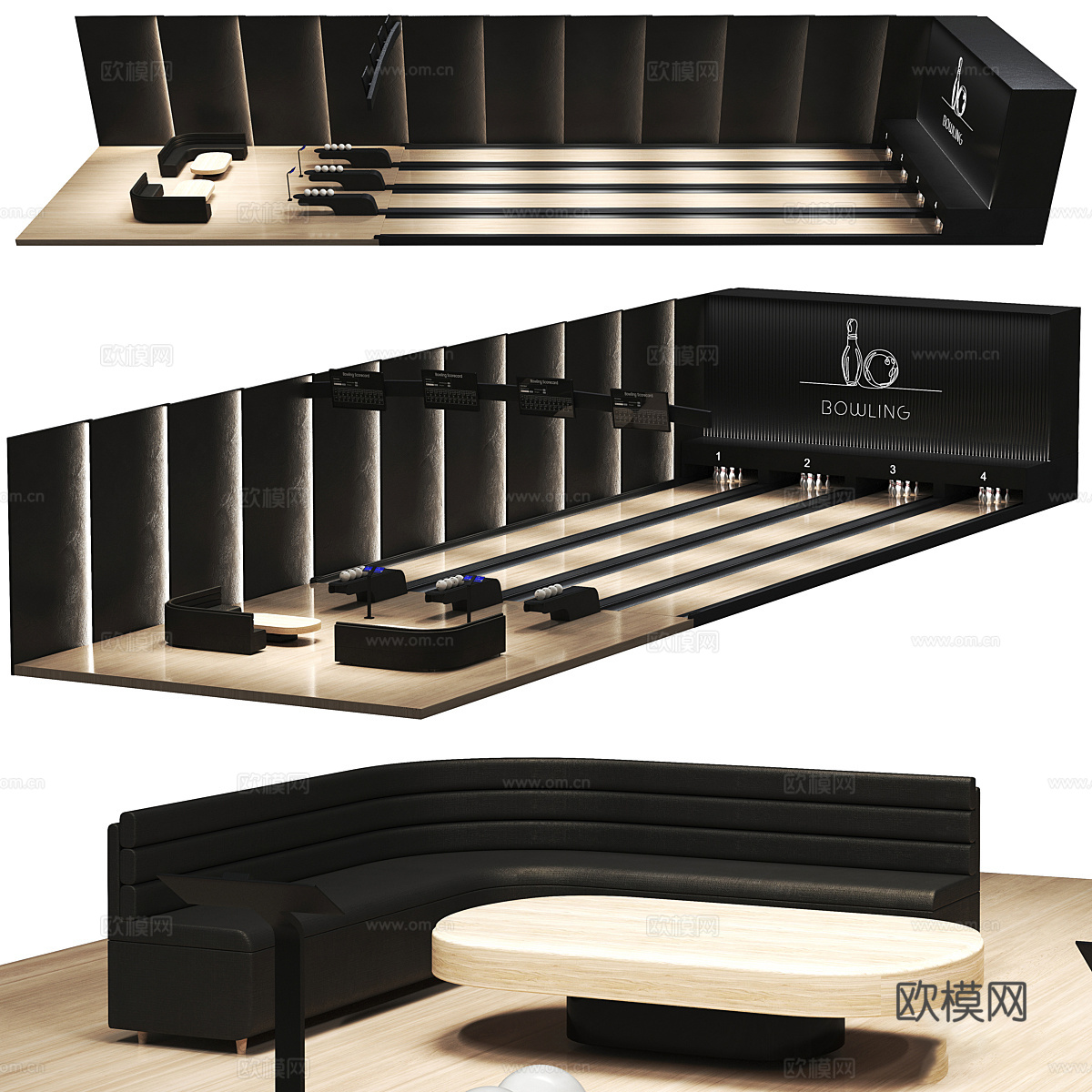 现代意式保龄球馆3d模型