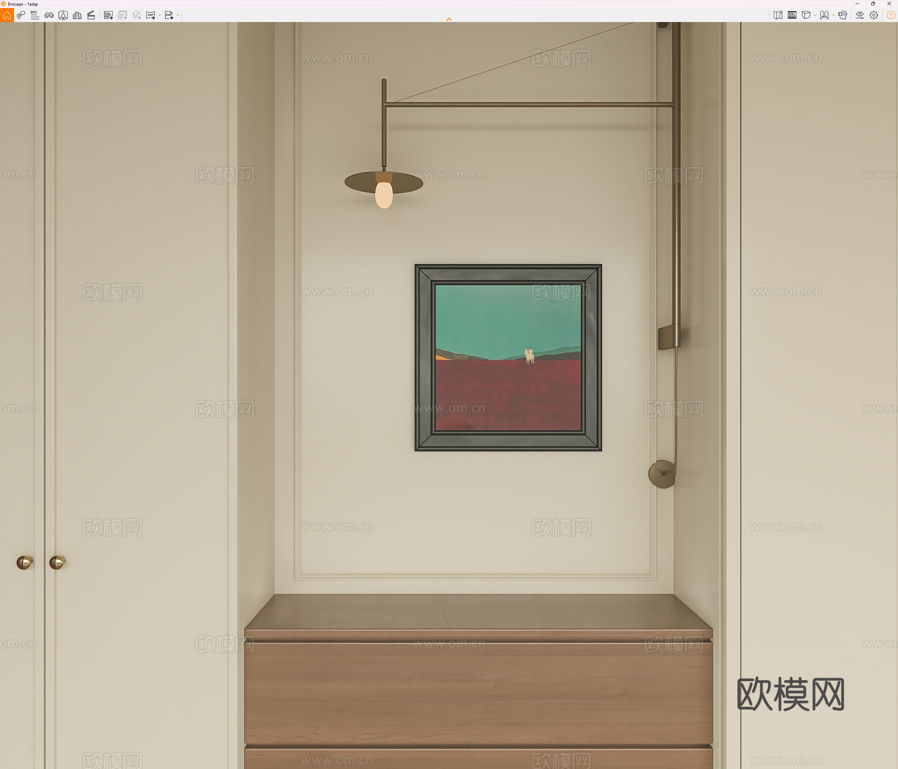 现代中古挂画 中古复古挂画 油画 客厅挂画 书房挂画 玄关挂su模型