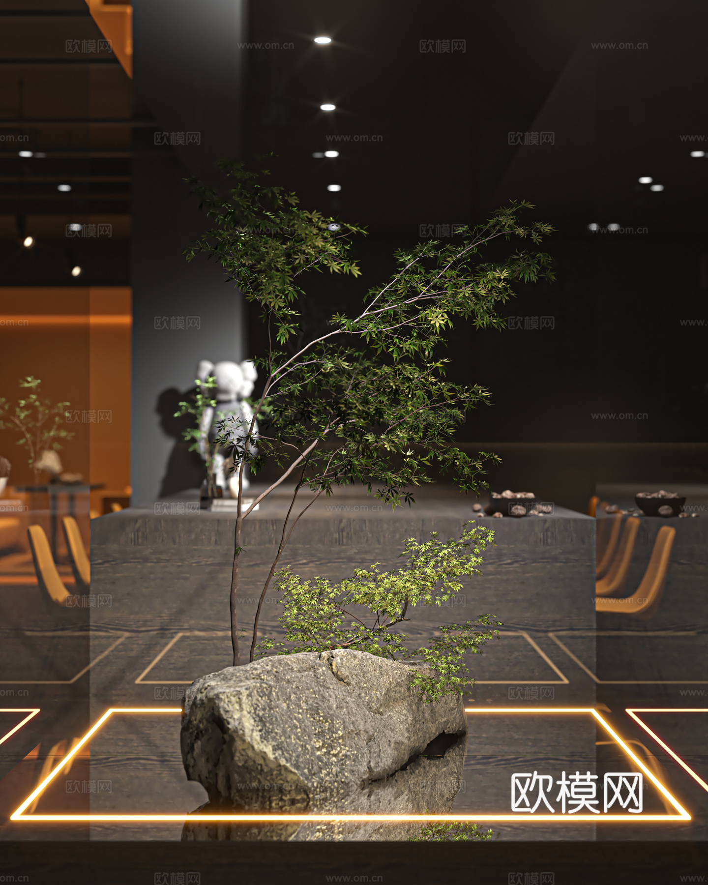 现代暗黑工业风格3d模型