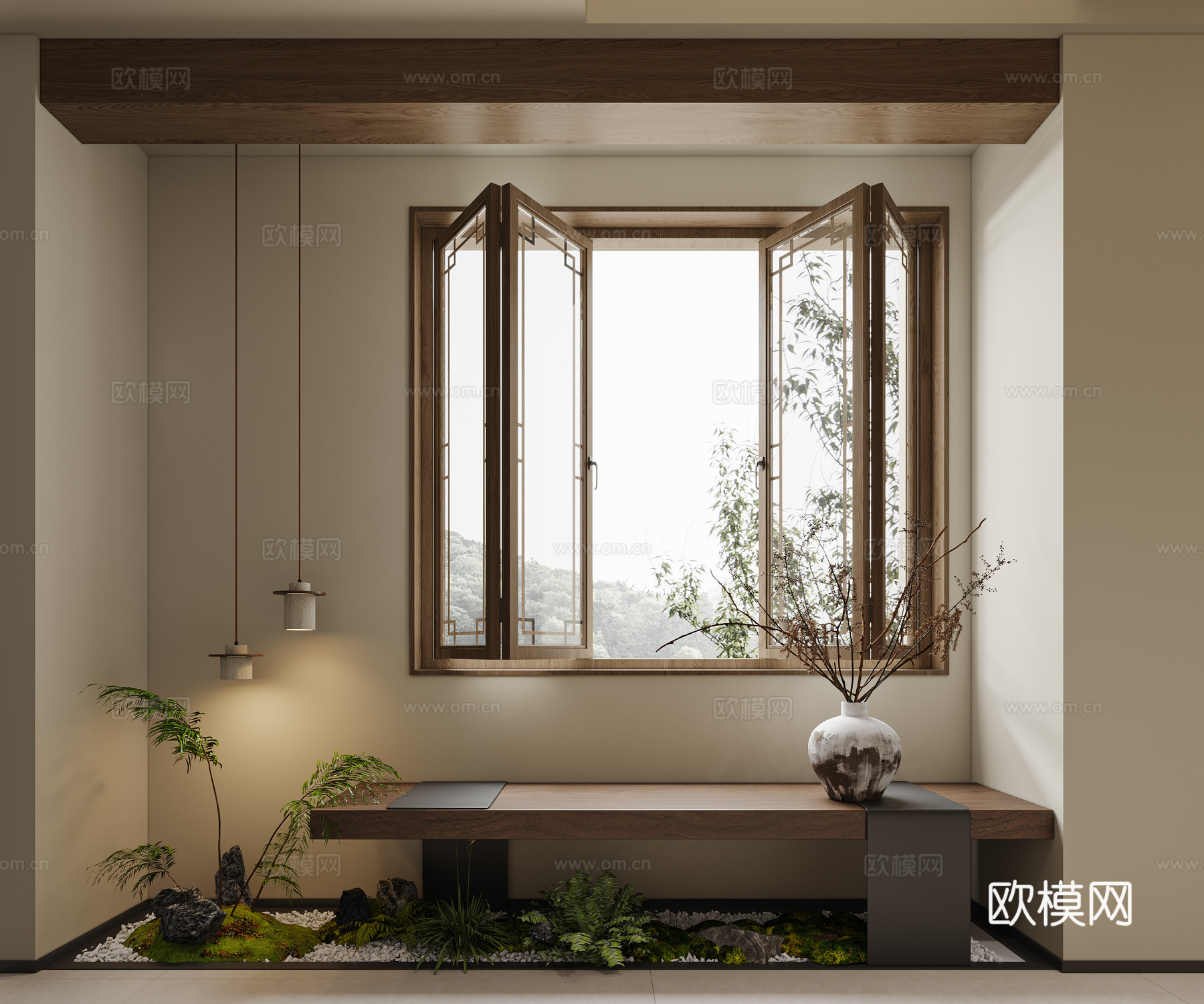 中古风景观 中式景观 新中式景观 室内景观植物3d模型