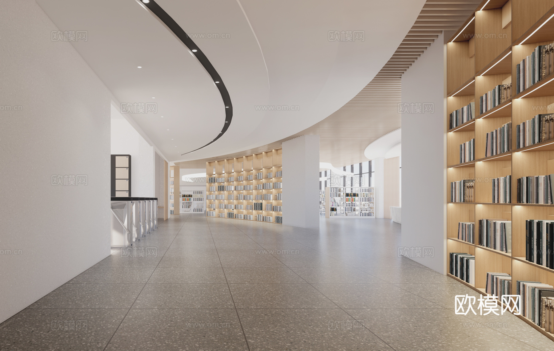 大学图书馆图书室su模型