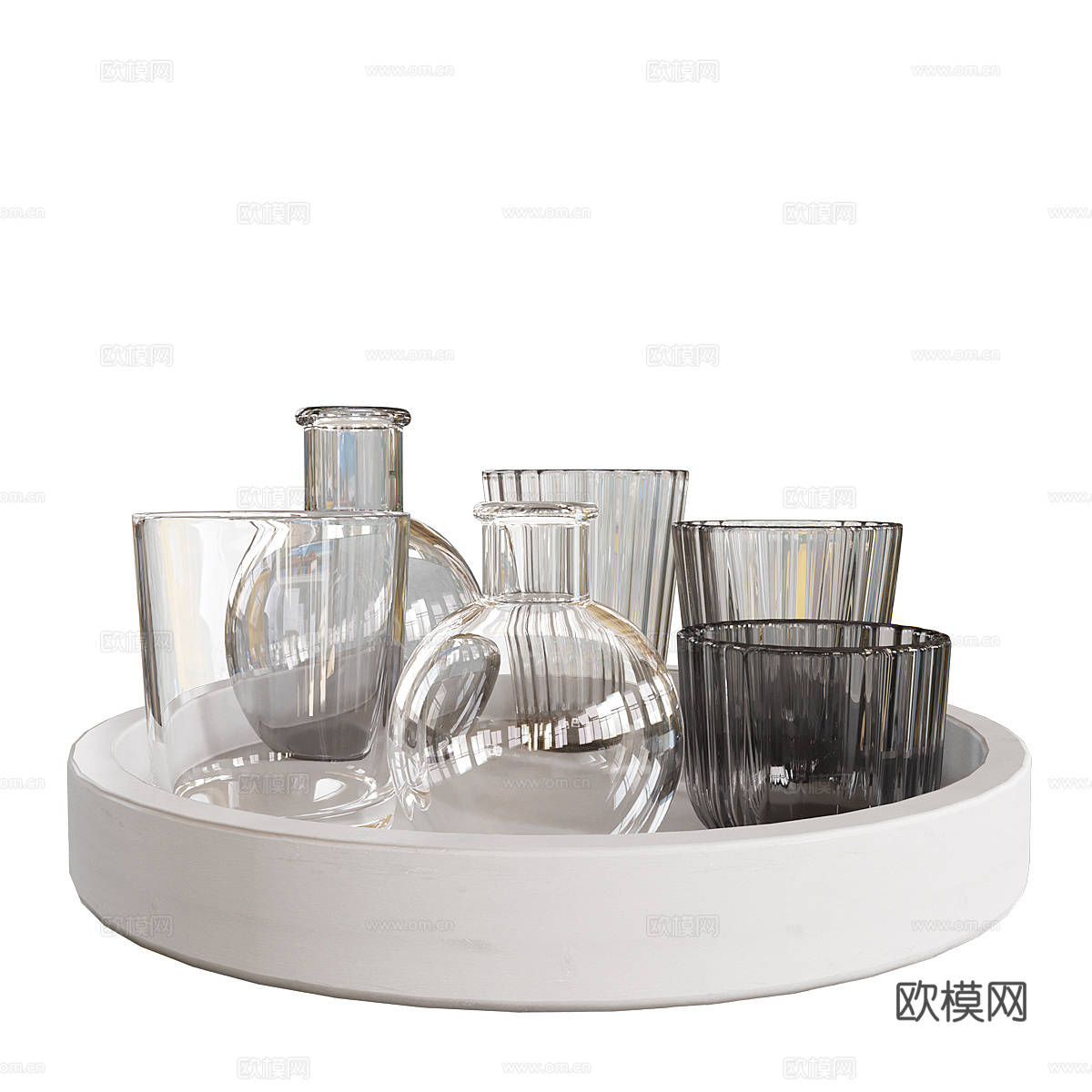 现代意式极简茶具3d模型