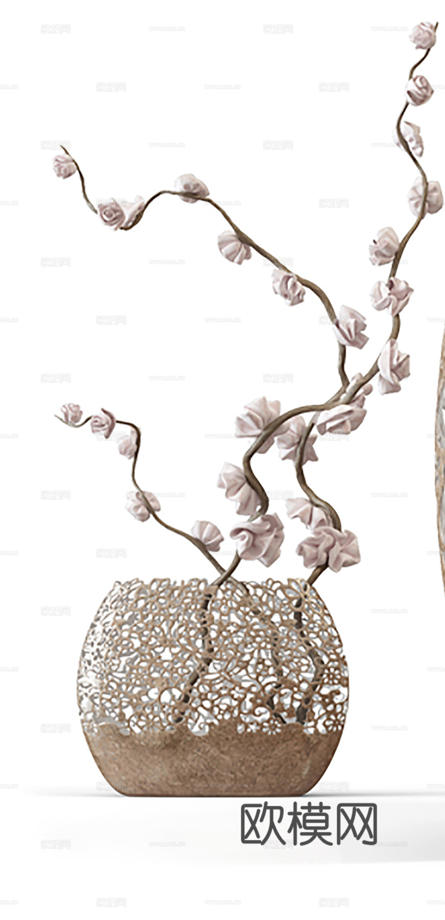 现代植物摆件   花瓶花卉  插花摆件su模型
