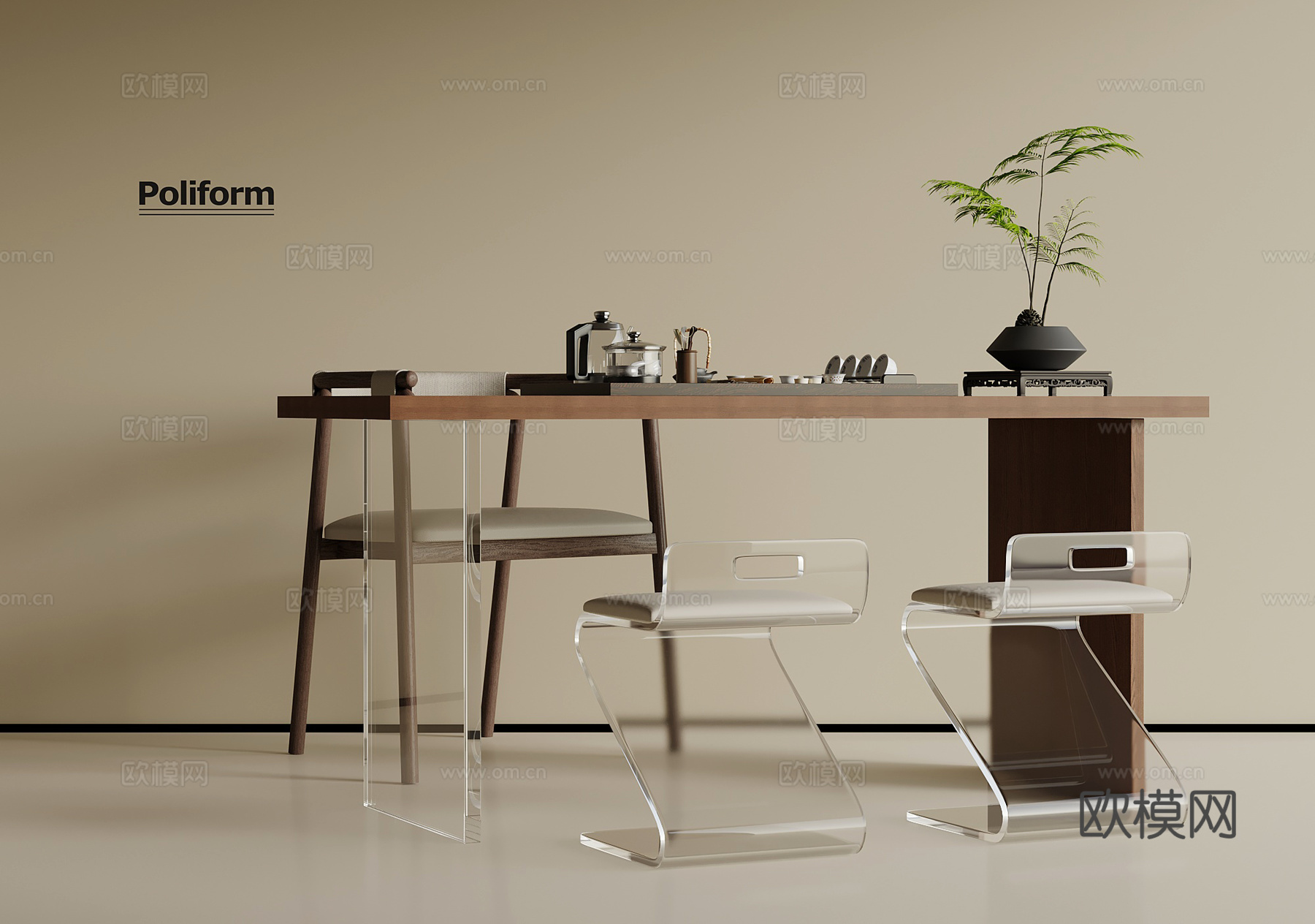 现代小茶台3d模型