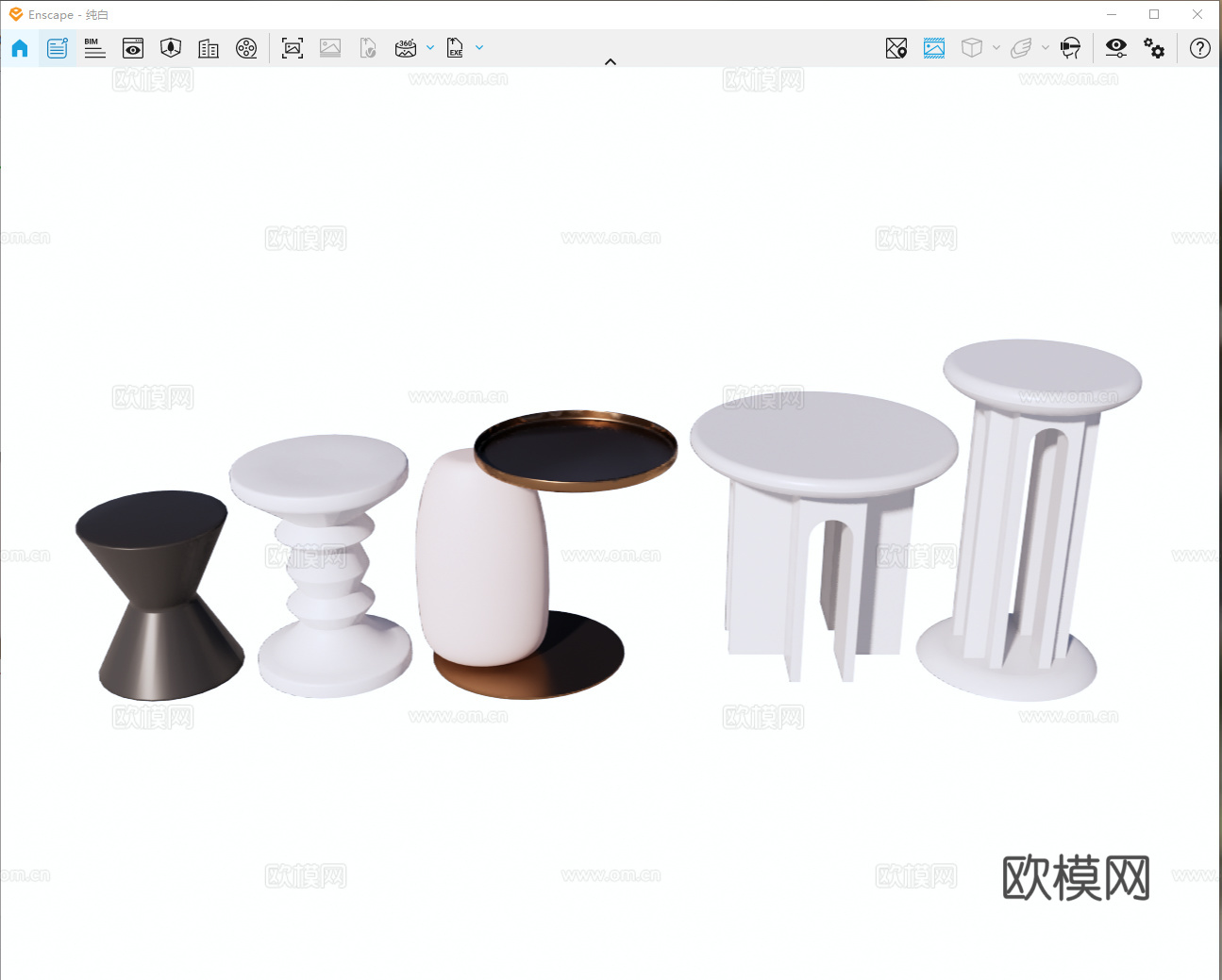 边几 角几 金属边几 石材边几su模型