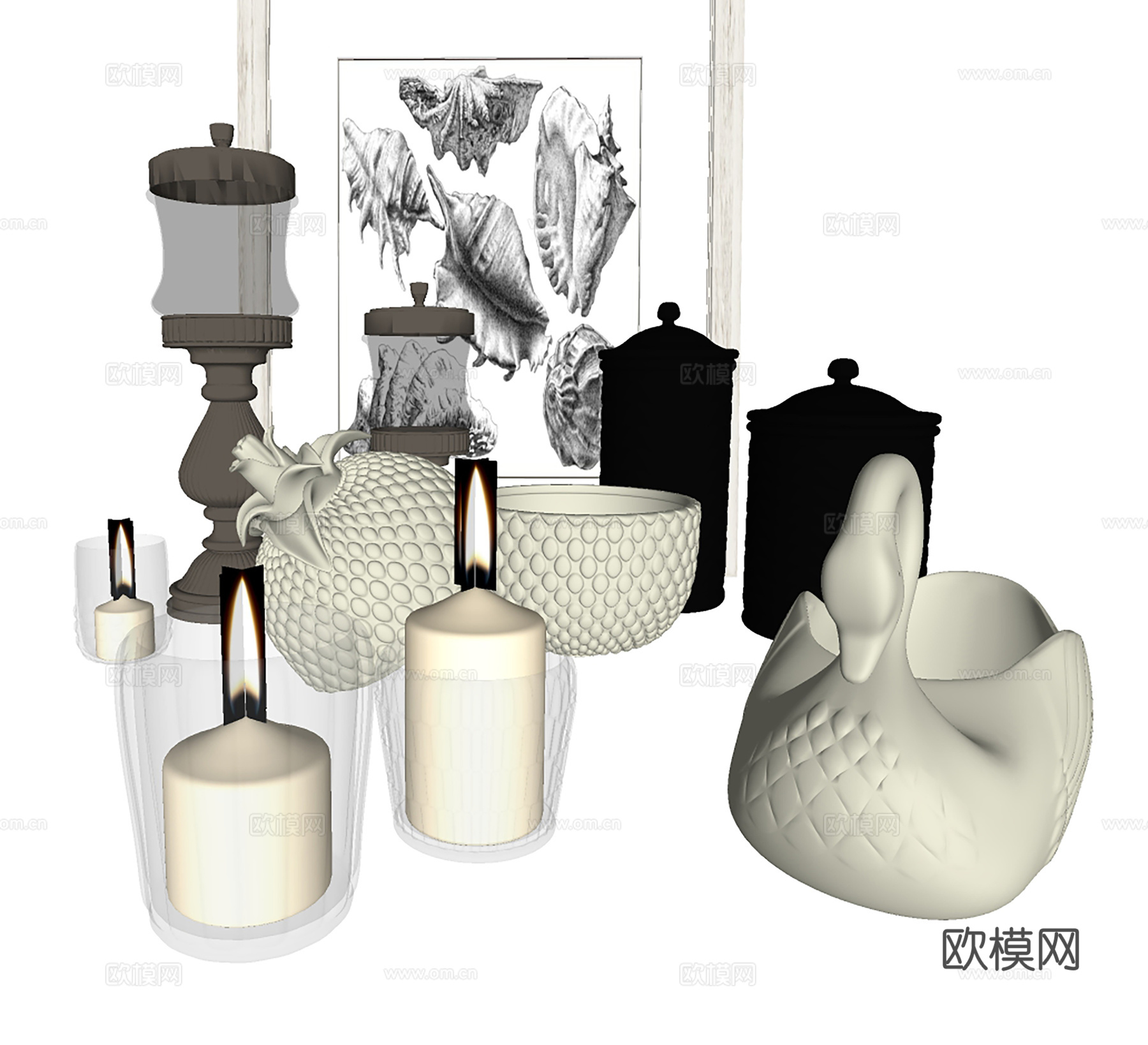 北欧装饰品摆件 陶瓷器皿  挂画台灯su模型