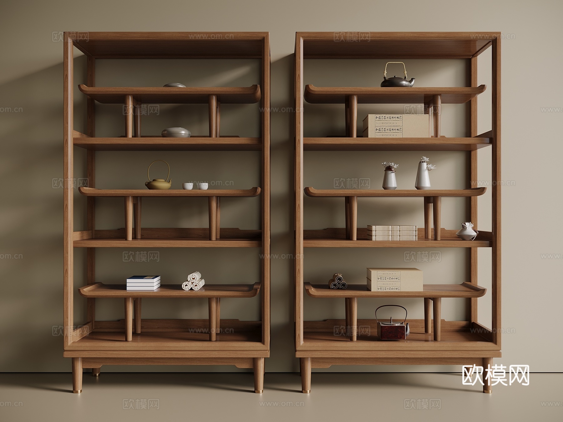 新中式 中古 茶柜 茶柜 置物柜 博古架3d模型