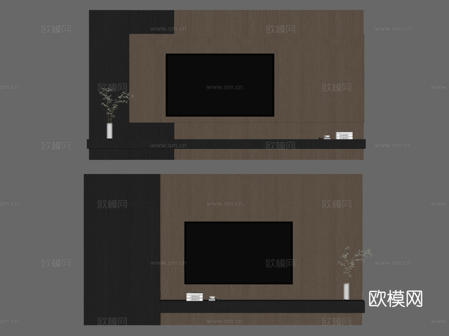 现代意式电视背景墙su模型