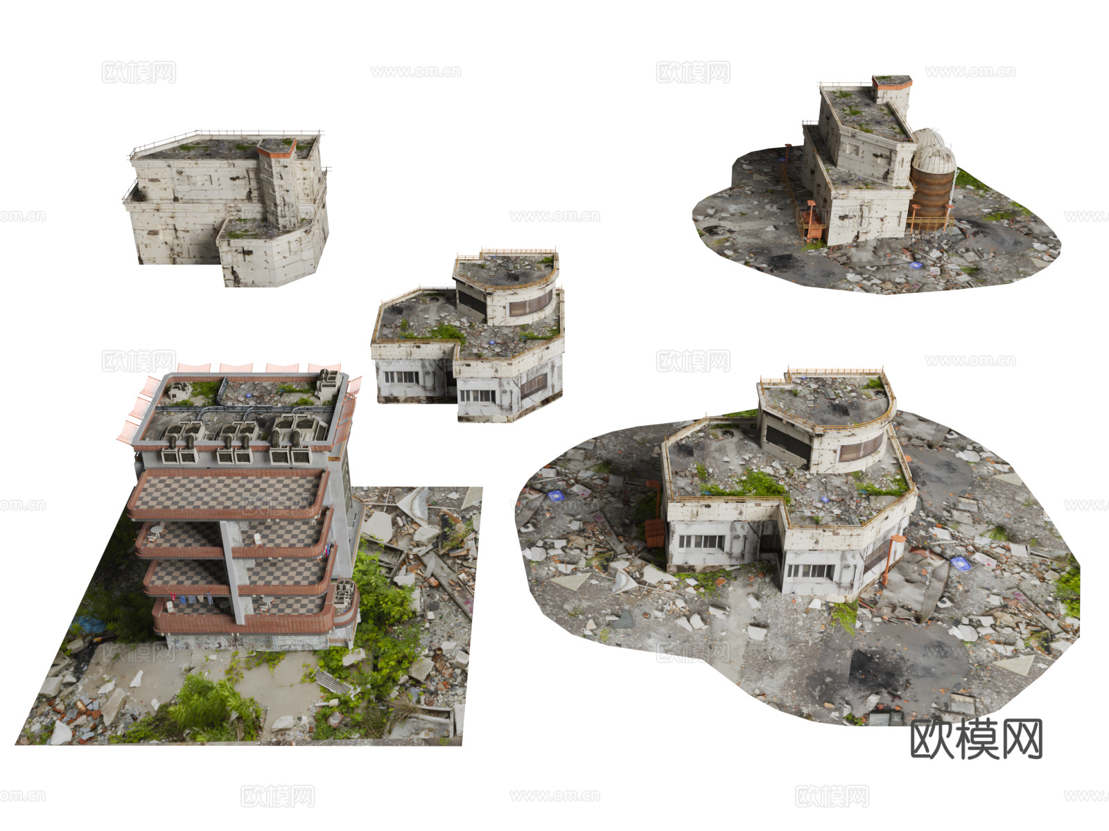 废弃破旧建筑 建筑资产 城市资产 废弃残骸  废弃建筑墙壁3d模型