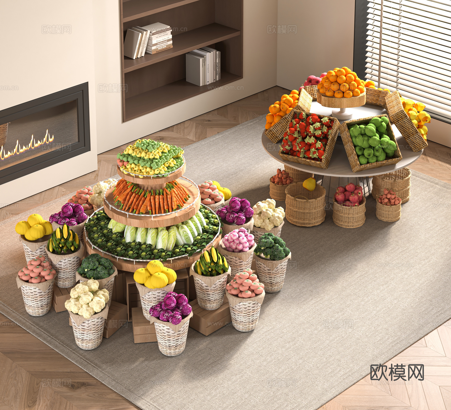 现代超市水果货架3d模型