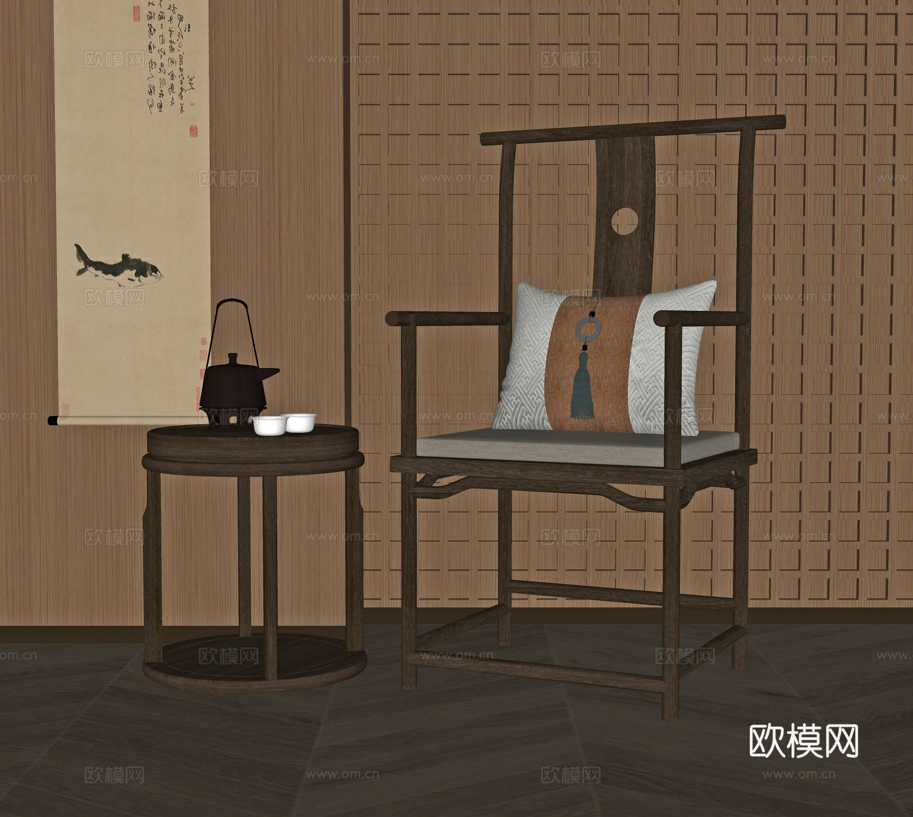 新中式椅子su模型