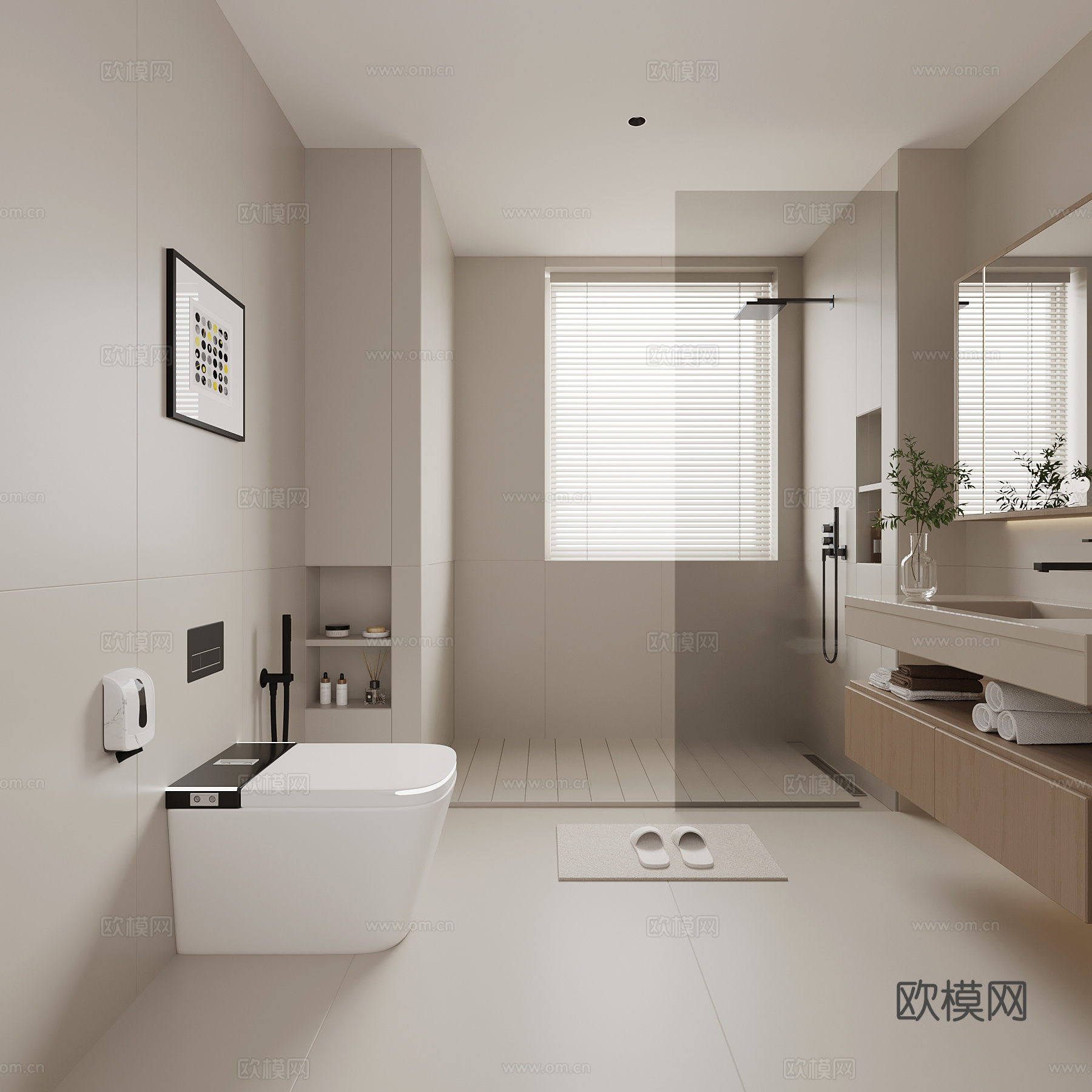 现代卫生间 浴室柜 马桶3d模型
