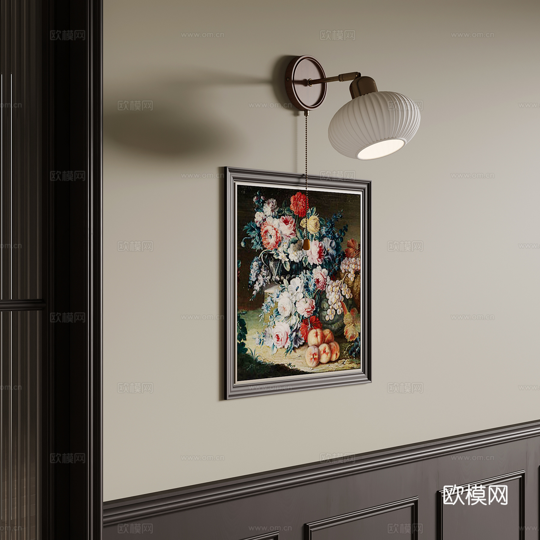 11法式复古风壁灯 装饰画3d模型