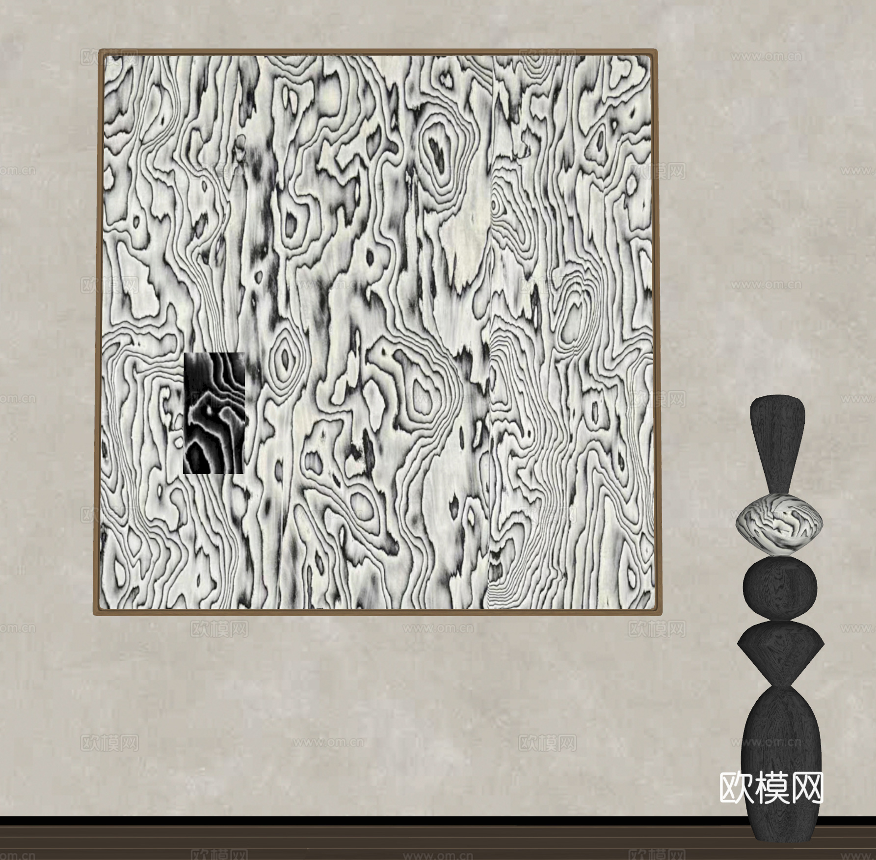 现代挂画 意式挂画 装饰画 抽象画 雕塑 木纹挂画su模型