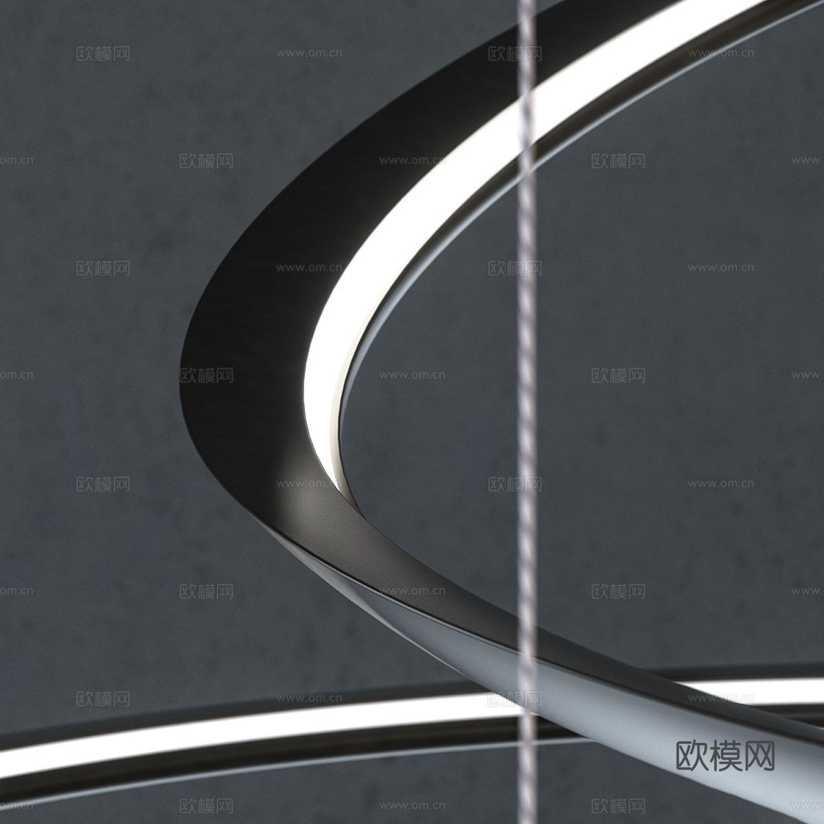 现代意式极简线性装饰吊灯3d模型