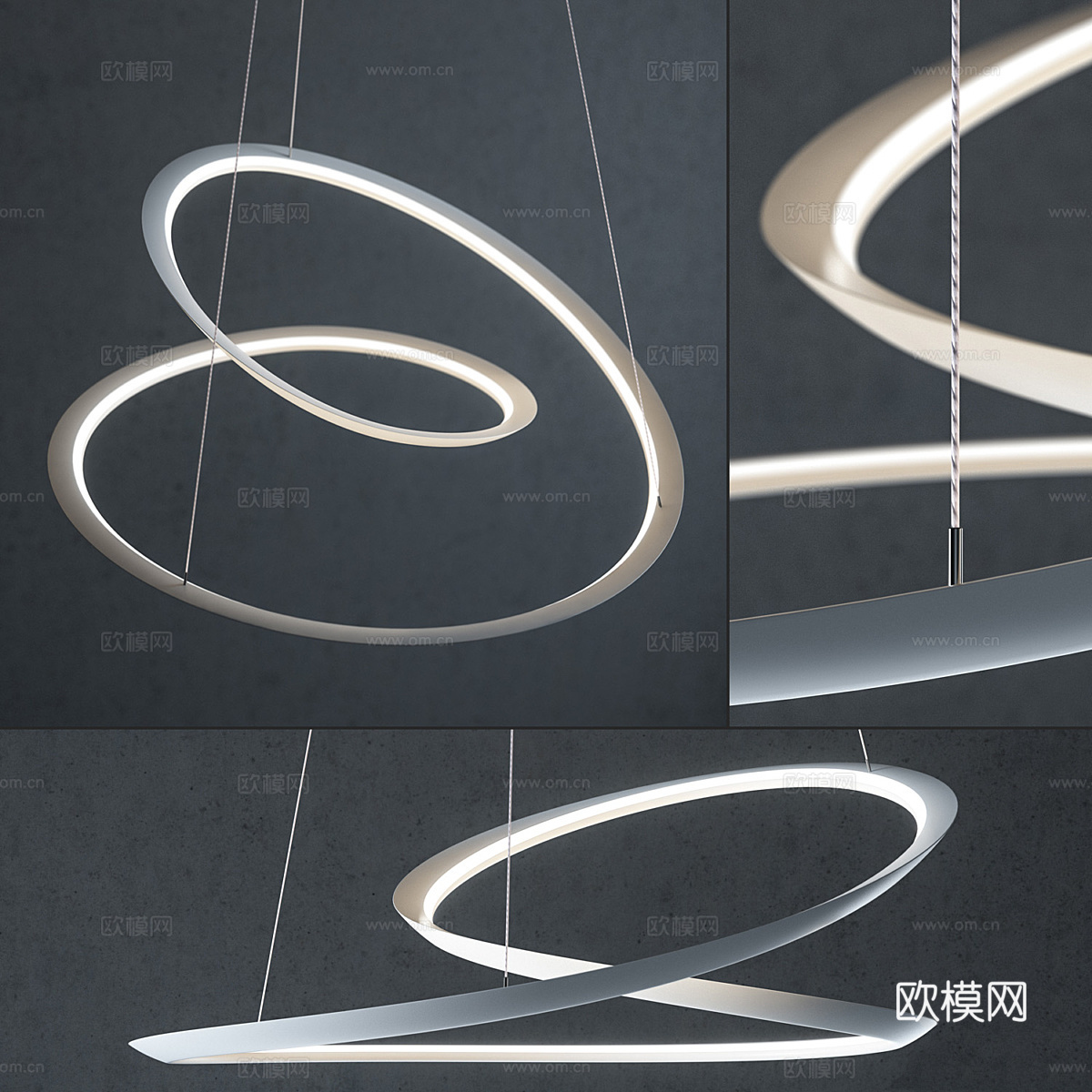 现代意式极简线性装饰吊灯3d模型