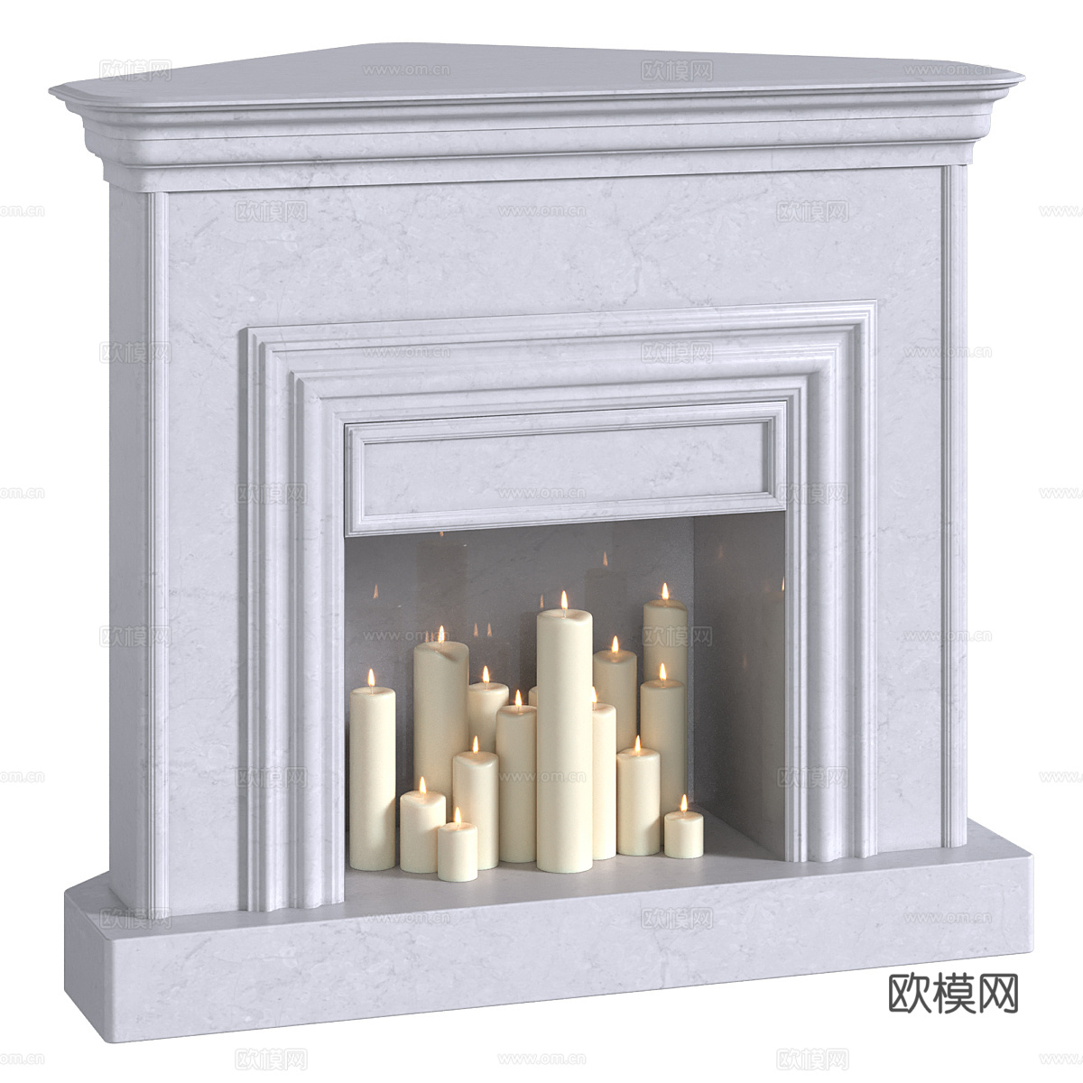 现代意式石材壁炉 烛台3d模型